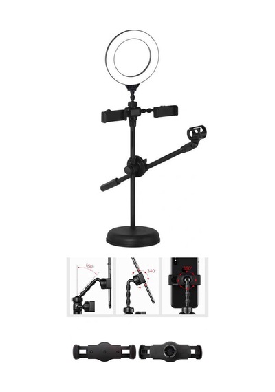 Thentech Profesyonel Aydınlatmalı Telefon Ve Mikrofon Tutuculu Ayaklı Tripod Rıng Led