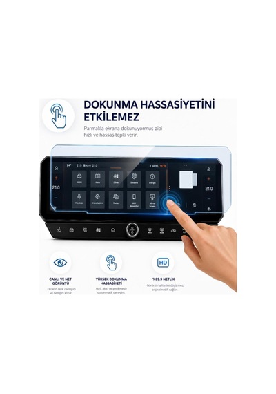 Jeep Compass Uyumlu Araç Ekran Koruyucu 16 İnç Multimedya Parlak Nano 9h Kırılmaz