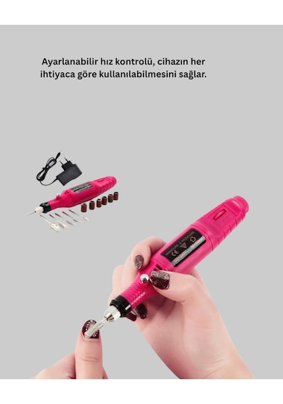 Hubrendy Tekno Profesyonel Tırnak Manikür Aleti Şarjlı, Ayarlanabilir Hız, Düşük Titreşim Ve Sessi