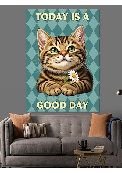 Ahşap Tablo Tatlı Kedi Resmi