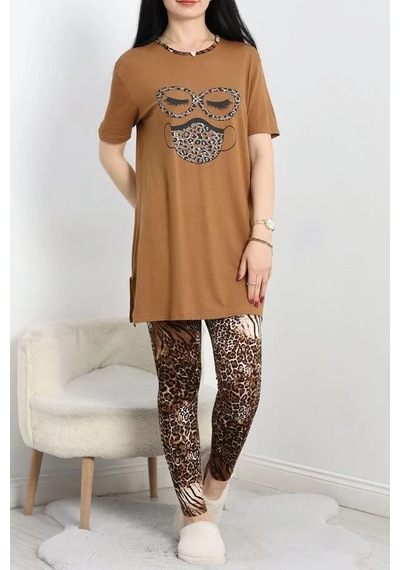 Seka Store Seka Ringviskon Pijama Takımı Kahve - 50632.1931. Çok Renkli
