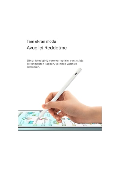 Apple Uyumlu iPad 11. Nesil A16 İle Uyumlu Profesyonel Avuç İçi Red Özellikli Stylus Sessiz Ve Hassas Tablet Kalemi Beyaz