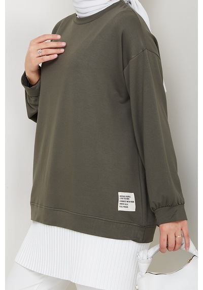Bestenur Arma Detay Piliseli Oysho Tunik 1627 - Haki Haki