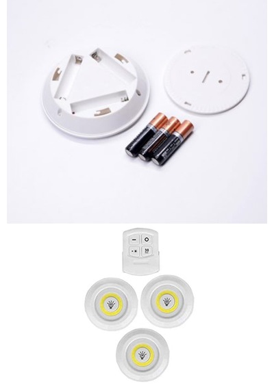 3lü Uzaktan Kumandalı Yapışkanlı Kablosuz Led Spot Lambalar 5332 .