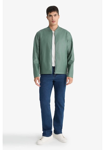 Defacto Su İtici Slim Fit Suni Deri Mont D8525ax26spkh458 Haki-kh458