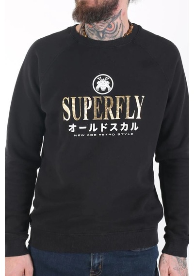 Superfly Erkek Sıfır Yaka Standart Kesim Siyah Sweatshirt 23177
