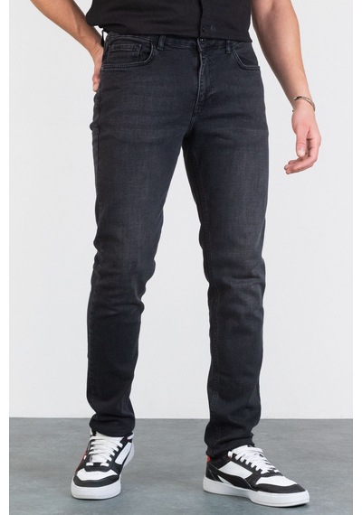 HLT Jeans Erkek Antrasit Taşlamalı Slim Fit Likralı Jean Kot Pantolon Abel Gri