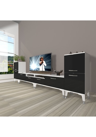 Decoraktiv Eko 9200 Mdf Silver Tv Ünitesi Tv Sehpası Beyaz - Siyah