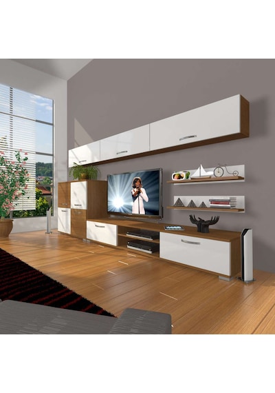 Decoraktiv Eko 8 Slm Dvd Tv Ünitesi Tv Sehpası Ceviz - Beyaz