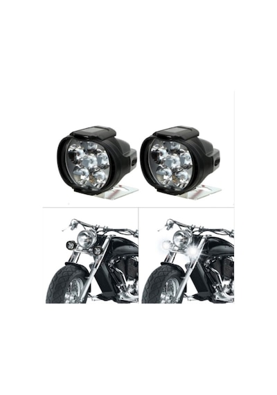 OtoÇizgi Motosiklet Sis Farı Takım 6 6 Ledli Mercekli Çakar & Sabit Mod OtoÇizgi