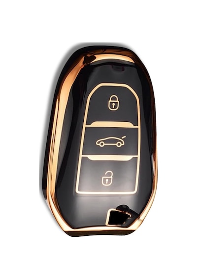 Premium Peugeot 5008 3008 Citroen C3 C4 Smart Siyah Oto Anahtar Kumanda Kabı Kılıfı