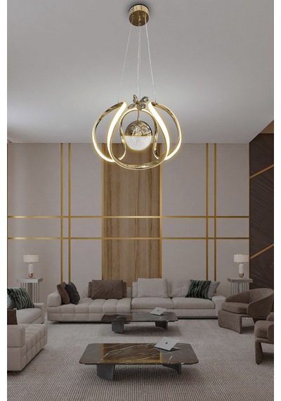 Arya Tek Toplu Led Avize 2 Mt - - Kumandalı / Gold Gold