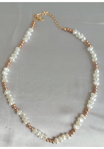 Barok Inci Kısa Kolye Ve Bileklik Set Beyaz