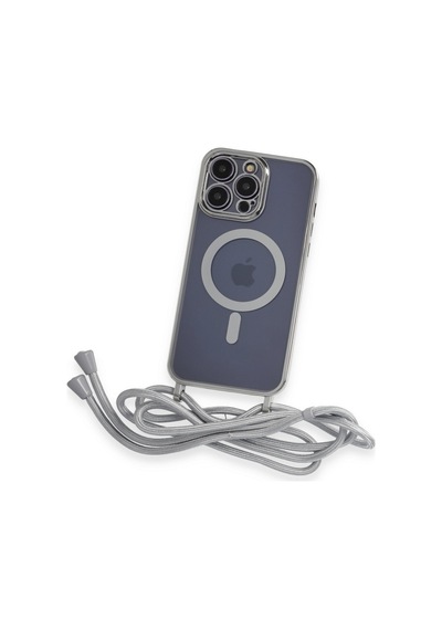 Apple iPhone Uyumlu  12 Pro Uyumlu Kılıf Divo Lazer Askılı Magsafe Kapak - Gümüş