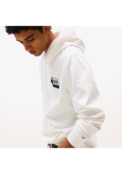 Tommy Hilfiger Tommy Jeans Stack Logo Erkek Beyaz Sweatshirt Dm0dm21625 BEYAZ