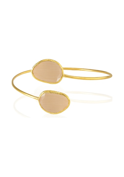 Kadir Jewellery 22 Ayar Altın Kaplama Zirkon Taşlı Ayarlanabilir Trend Bilezik Turuncu