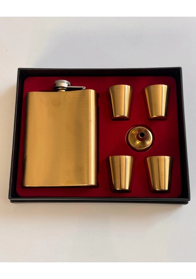 4 Bardaklı Çelik Matara Gold