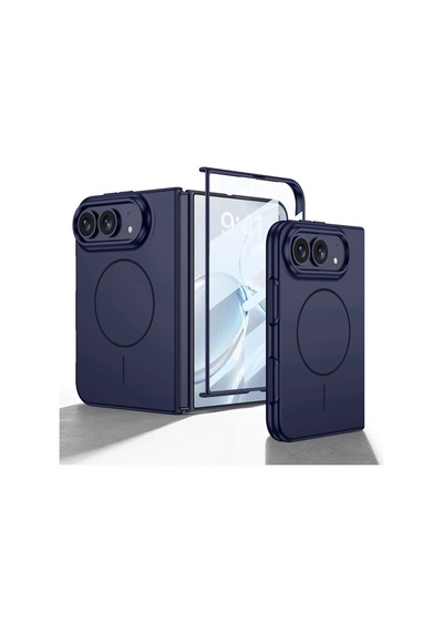 Apple Uyumlu iPhone Duo Kılıf Wireless Şarj Özellikli Zore Kıpta M-safe Kapak Lacivert