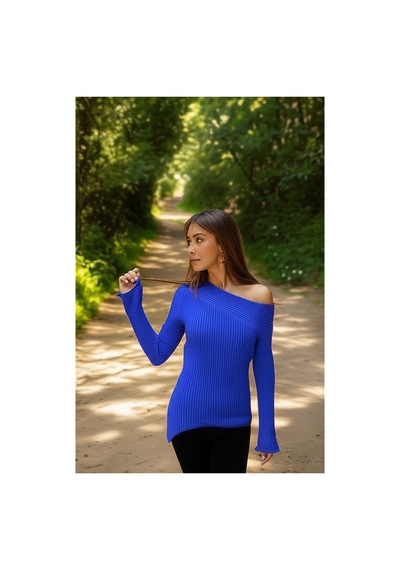 Flex Fashıon Yeni Sezon Omuz Detaylı Asimetrik Trend Triko Badi Mavi Koyu Mavi - 655777846 Koyu Mavi - 655777846 Koyu Mavi