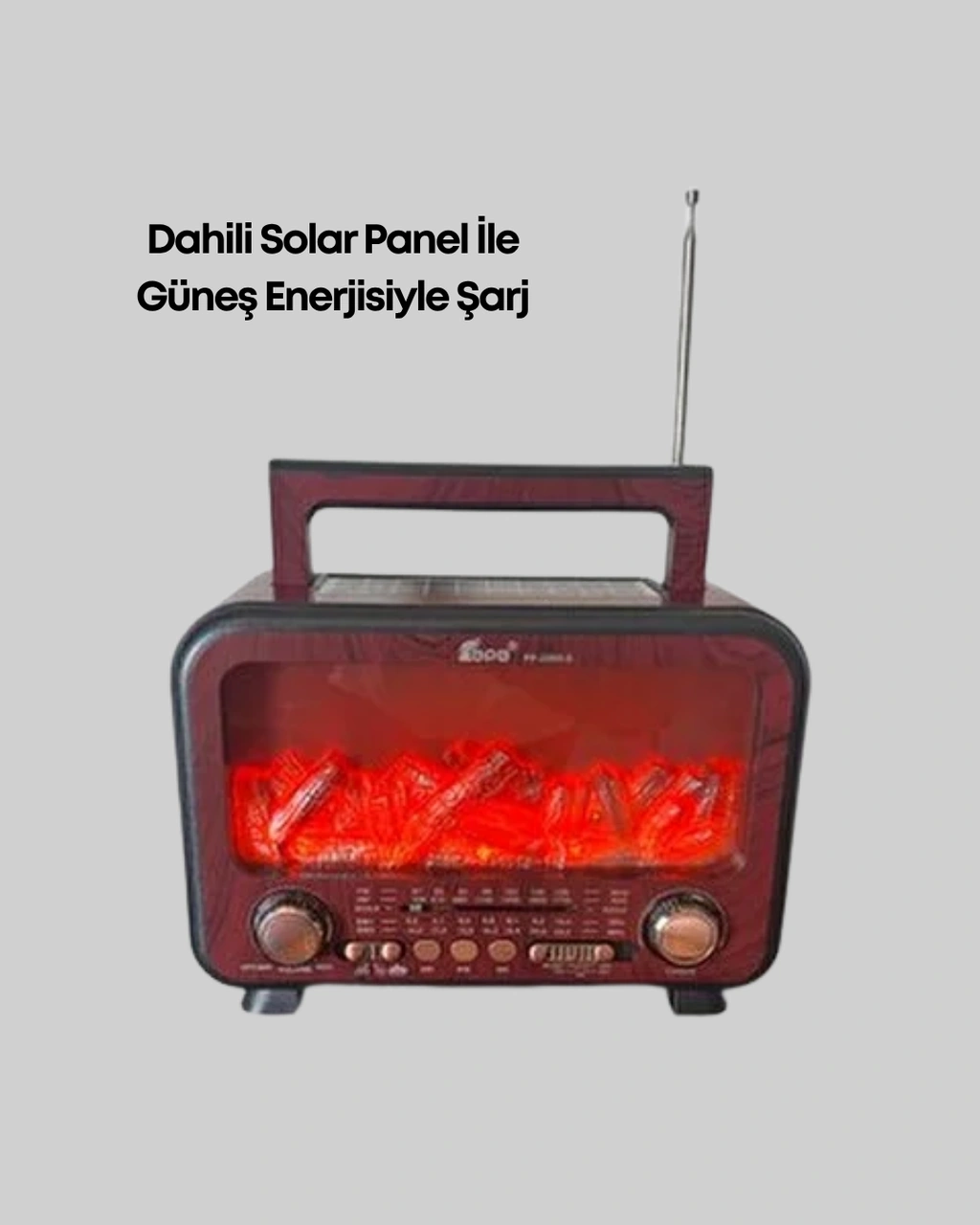 Solar Panelli Alev Işıklı Bluetooth Hoparlör Çoklu Giriş, Uzun Pil Ömrü