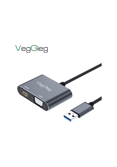 Veggieg Usb-a To 4k 30hz Hdmı Ve 1080p 60hz Vga Görüntü Çevirici Kablo