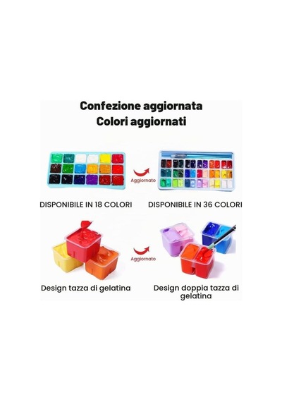 Hımı Twin Cup Gouache Set 36 Renk X 12 Gr Guaj Boya + 3 Fırça Ice Blue Case Karışık Renk