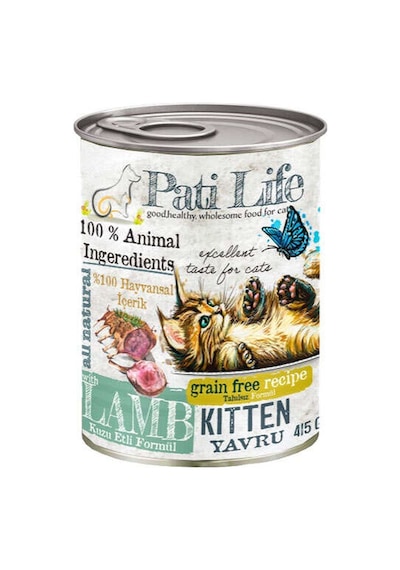 Pati Life Kitten Kuzu Etli Tahılsız Konserve Yavru Kedi Maması 24 x 415 G