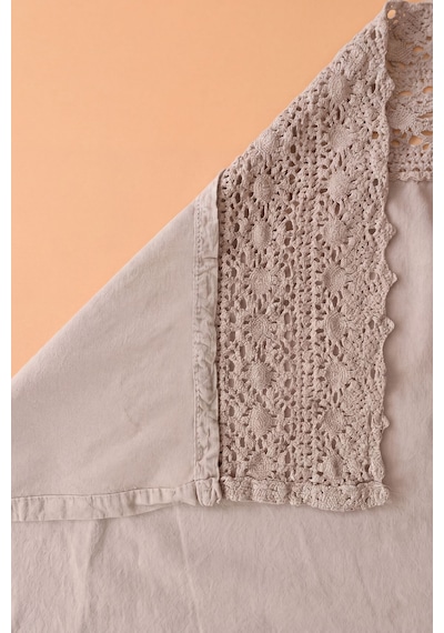 Gri Lacy Pamuklu Dantelli Runner 40x150 Cm