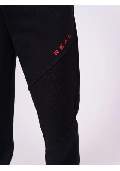 Erkek Çocuk Kapüşonlu Sweatshirt Real Yazılı Jogger Eşofman Takım - 13416 - Siyah