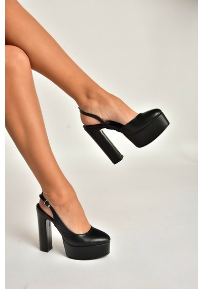 Fox Shoes Y246195109 Siyah Platform Kalın Topuklu Kadın Abiye Ayakkabı Siyah