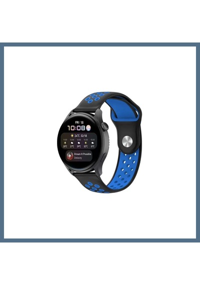 Buradabulabilirsin Watch 20mm Uyumlu Spor Delikli Kordon - Siyah-mavi Bbz