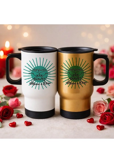 Bk Gift Kişiye Özel Best Friend Tasarımlı 2li Kulplu Beyaz&gold Çelik Termos Mug 450 Ml -1 Arkadaşa Hediye En İyi Arkadaş Termos Seti Kobitmeyencom362