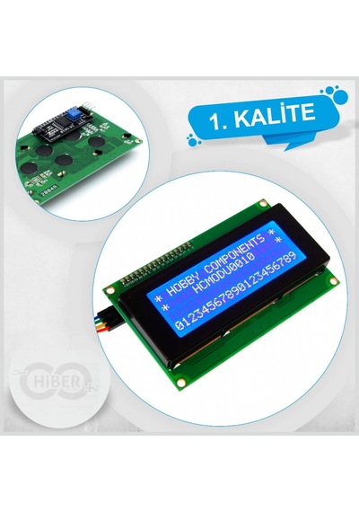 20X4 Lcd Ekran I2C Modüllü Mavi Aydınlatma