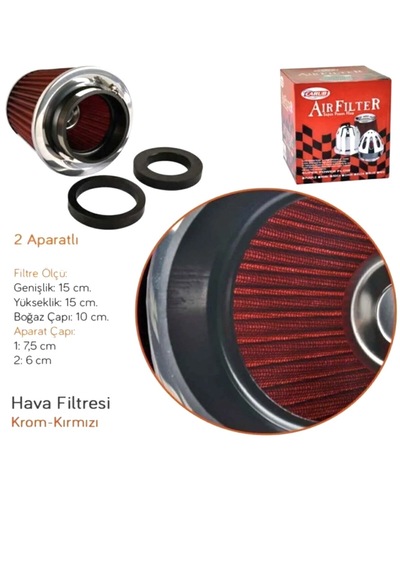 Carub Spor Hava Tuning Performans Hava Filtresi 15 15cm 2 Aparatlı