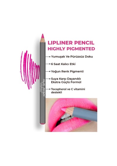 Uzun Süre Kalıcı Dağılma Yapmayan Nemlendirici Dudak Kalemi - Lipliner Pencil 13 True Fuchsia Çok Renkli