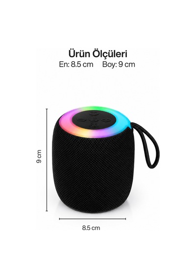 Metaforce Rgb Işıklı Şarjlı Bluetooth Hoparlör - Type-c - Fm Radyo - Usb - Hafıza Kartı Siyah