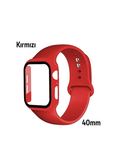 Ally Watch 4-5-6 40mm Silikon Kordon Kayış Ve Ekran Koruyucu Kılıf- 5775 - Movera2490-3869 Kırmızı