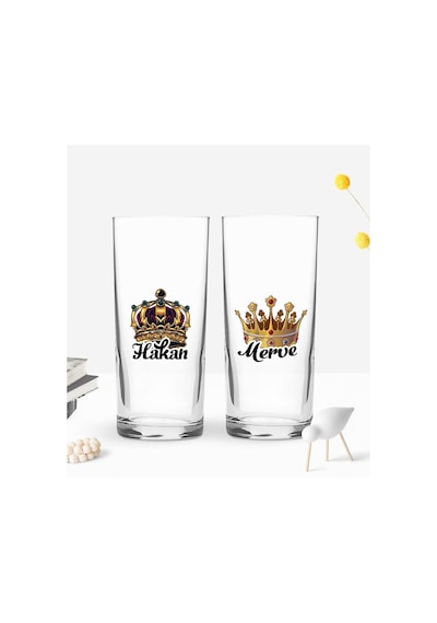 Bk Gift Kişiye Özel İsimli Dtf Kral Kraliçe Tasarımlı İkili Rakı Bardağı Seti, Arkadaşa Hediye, Sevgiliye Hediye Kobitmeyencom30257 Bk Gift