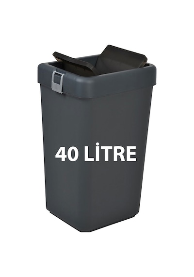 Technow Motek Cob-412b 40 Litre Kilitli Hassas Kapaklı Çöp Kutusu Gri