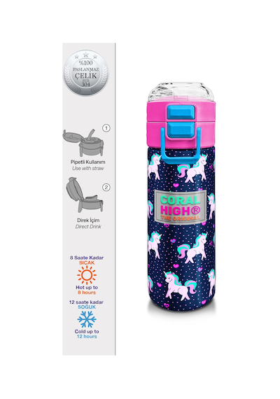 Coral High Kids Lacivert Pembe Unicorn Desenli Pipetli Ve Direkt İçim Çelik Termos 500 Ml 31915 Pembe - Turkuaz Coral High Kids Lacivert Pembe Unicorn Desenli Pipetli Ve Direkt İçim Çelik Termos 500 Ml 31915 Pembe - Turkuaz