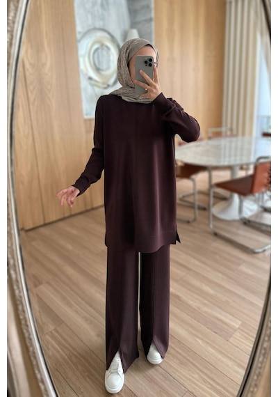 Kahijab Arlena Premium Rayon Takım - Kahverengi Kahverengi