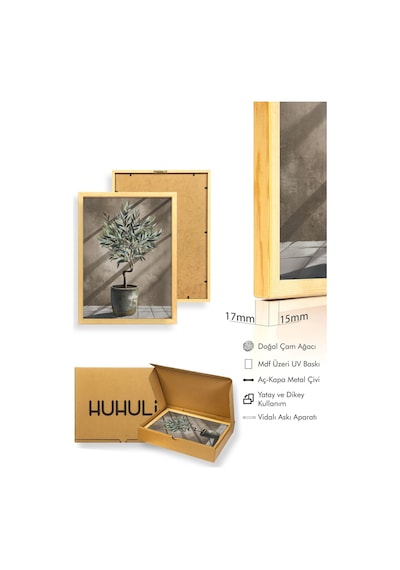 Huhuli Ahşap Çerçeveli Wabi Sabi Koleksiyon Tablo Huhu718