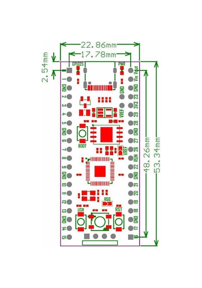 Raspberry Pi Pico RP2040 16Mb Modül Type C Dual Core 264Kb Arm Cortex-M0+ Micro Kontrolör