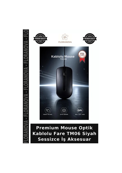 Premium Mouse Optik Kablolu Fare Tm06 Siyah Sessizce İş Aksesuar