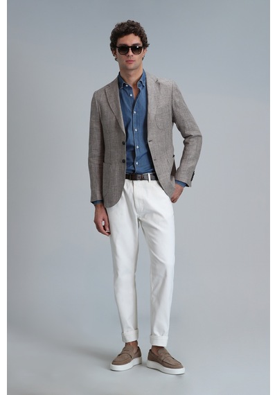Lufian Luta Spor Erkek Blazer Ceket Slim Fit Kahverengi Kahverengi 111140166100112 Kahverengi