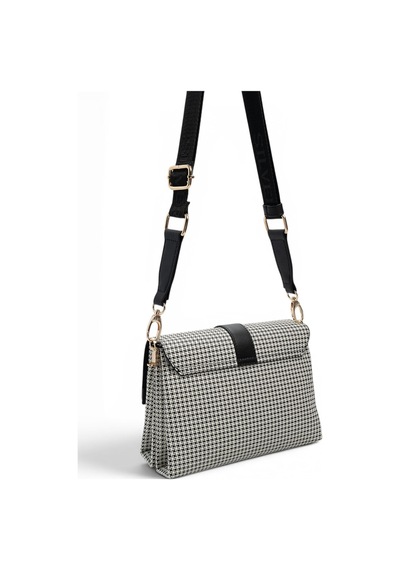 Silver & Polo Silver Polo Siyah - Siyah Kaz Ayağı Ekose Kadın Çapraz Çanta Sp1009