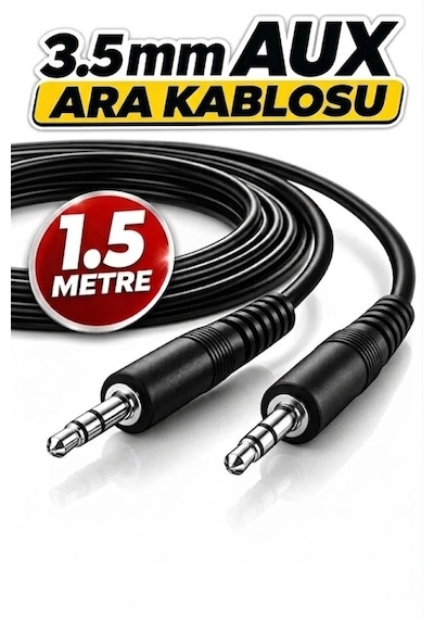 1.5 Metre 1.5mt 3.5mm Aux Kablo Erkek To Erkek Bilgisayar Macbook Mp3 Araba Tv Cep Telefonu Hoparlör Uyumlu Aux Ara Kablosu