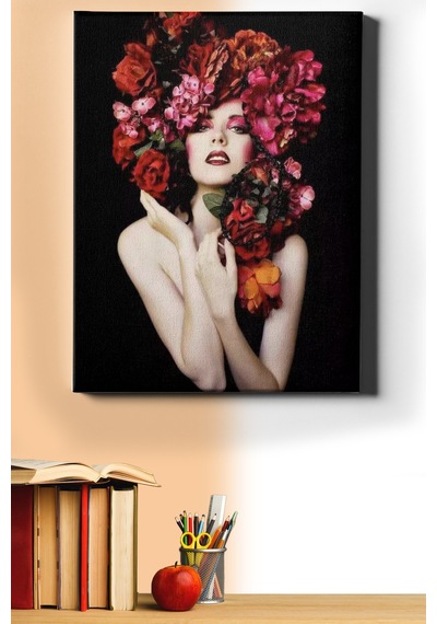 Webstyle Sayılarla Boyama Seti Kasnaklı Çiçek Saçlı Kadın 10 40 X 50 Cm