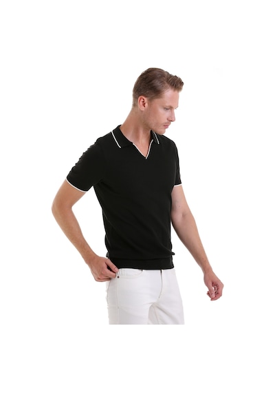 Hatemoğlu Siyah Regular Fit Desenli Pamuklu Polo Yaka Casual Tişört Siyah Hatemoğlu Siyah Regular Fit Desenli Pamuklu Polo Yaka Casual Tişört Siyah