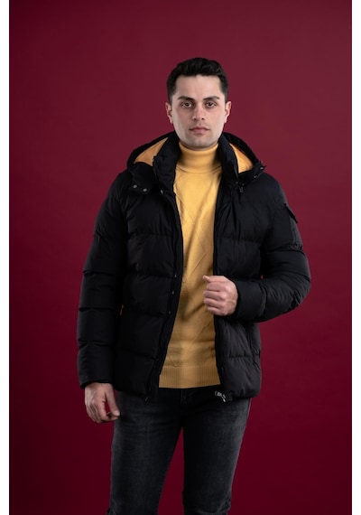 Slimfit Kapşonlu Astarlı Erkek Şişme Puffer Mont 001